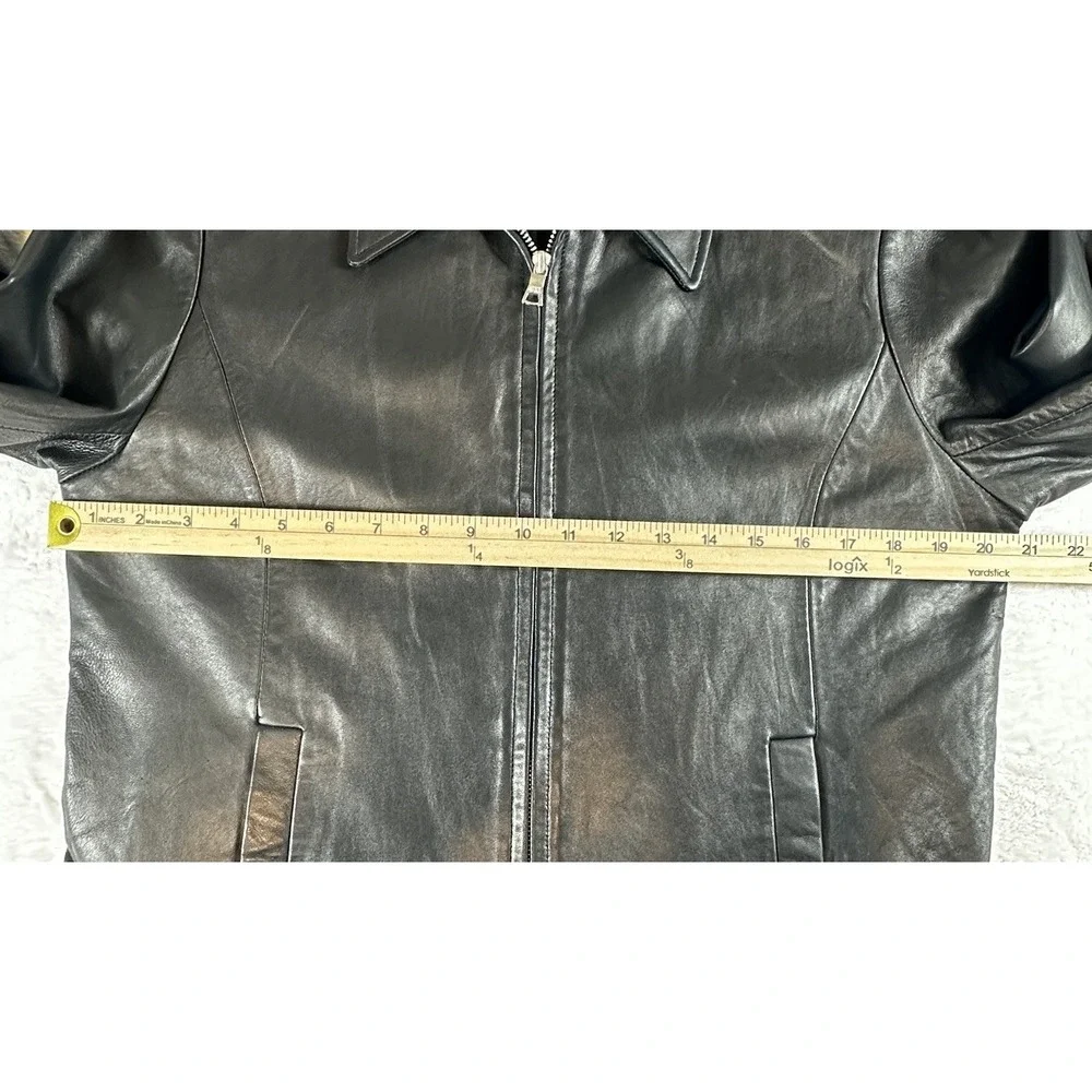 VTG Banana Republic Men's L Black Soft Leather Jacket Zip Up 90s Y2K Minimalist